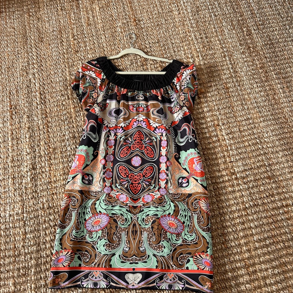 Boho Floral Print Women’s Dress in Black and Mint
